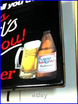 Budweiser beer sign vintage light box neo-neon lighted bar display 1986 display