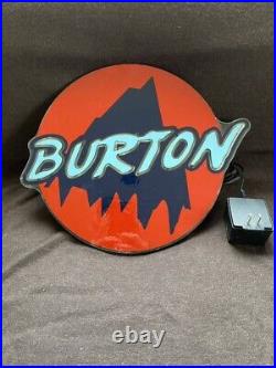 Burton Snowboards Neon Sign Glass Display Rare Vintage Advertising Collectible Burton Snowboards Neon Sign Glass Display Rare Vintage Advertising Collectible