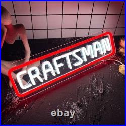 CRAFTSMAN Flex Neon Sign 26x6 Light Man Cave Display Vintage Open Wall Decor