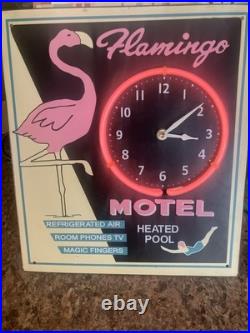 Casino Hotel Flamingo Vegas Neon Wall Clock Sign Vintage Bugsy Siegel Gangster