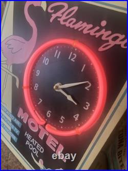 Casino Hotel Flamingo Vegas Neon Wall Clock Sign Vintage Bugsy Siegel Gangster