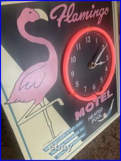 Casino Hotel Flamingo Vegas Neon Wall Clock Sign Vintage Bugsy Siegel Gangster
