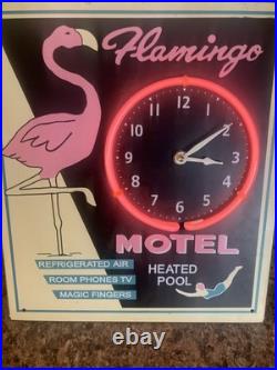 Casino Hotel Flamingo Vegas Neon Wall Clock Sign Vintage Bugsy Siegel Gangster