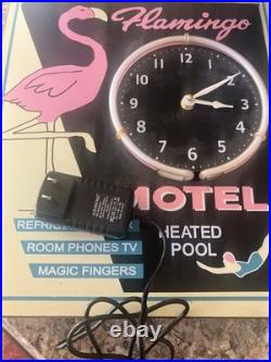 Casino Hotel Flamingo Vegas Neon Wall Clock Sign Vintage Bugsy Siegel Gangster
