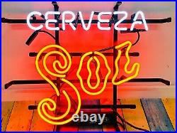 Cerveza Sol Neon Sign 17x14 Light Lamp Real Glass Beer Bar Vintage Poster SY Cerveza Sol Neon Sign 17x14 Light Lamp Real Glass Beer Bar Vintage Poster SY
