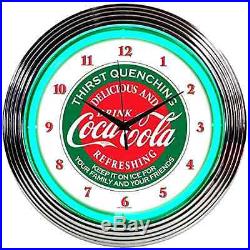Classic Coca Cola Neon LED Sign Wall Clock Vintage Antique Retro Mancave Bar Pub