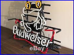 Classic Vintage Antique LARGE Budweiser Frog Neon Bar Sign 24 X 21 Needs Fix