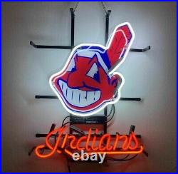 Cleveland Indians Neon Light Sign Beer Bar Vintage Artwork Decor Shop 17''x14'