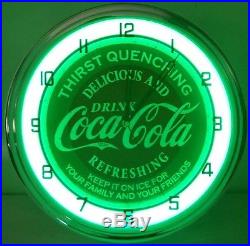 Coca Cola 15 Neon Lighted Wall Clock Night Light Soda Bottle Classic Distressed