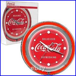 Coca-Cola Clock Double Neon Vintage Style Electric Lighted Advertising Sign 14