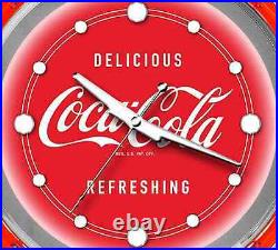 Coca-Cola Clock Double Neon Vintage Style Electric Lighted Advertising Sign 14
