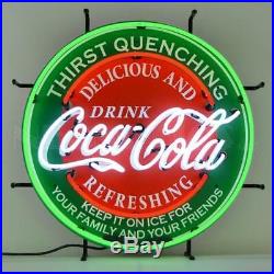 Coca-Cola Evergreen Vintage Neon Collectible Sign 24 Diameter Neonetics 5CCGRN