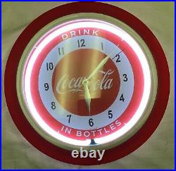 Coca Cola Vintage Neon Light Up Clock WORKS PRE OWNED
