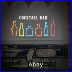 Cocktail Bar Bottles Neon Sign 36x14 Light Man Cave Vintage Bar Wall Decor
