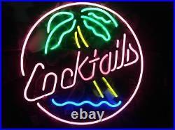 Cocktail Coconut Tree Gift Store Wall Glass Neon Light Sign Vintage Decor