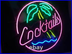 Cocktail Coconut Tree Gift Store Wall Glass Neon Light Sign Vintage Decor