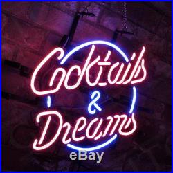 Cocktails & Dreams Porcelain Boutique Decor Vintage Pub Store Artwok Neon Sign