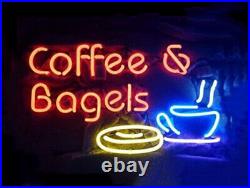 Coffee Bagels Breakfast Open Neon Light Shop Neon Sign Vintage Bar Sign