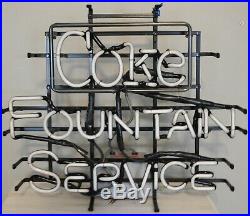 Coke Fountain Service Neon Sign Real Vintage