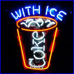 Coke With Ice Real Glass Neon Sign Vintage Shop Window Light Decor
