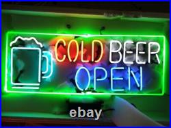 Cold Beer Open Vintage Neon Sign 24x15 Lamp Restaurant Bar Pub Workshop Decor