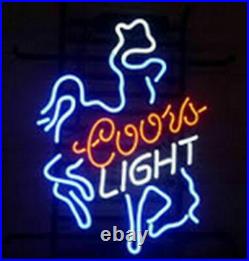 Coors Cowboy Real Glass Neon Light Sign Beer Bar Sign Vintage 17