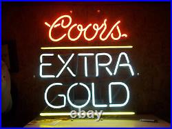 Coors Extra Gold Real Glass Neon Sign Vintage Decor Beer Room Light
