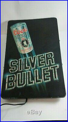 Coors Light Beer Silver Bullet Lighted Neo Neon Sign Light Up Vintage 1983 Nice