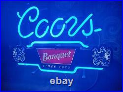 Coors Neon Lighted Sign The Banquet Beer 14x11 bar rare vintage original mancave