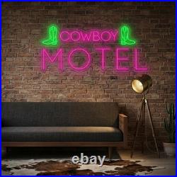 Cowboy Motel LED Neon Sign 34x18 Light Man Vintage Restaurant Business Decor