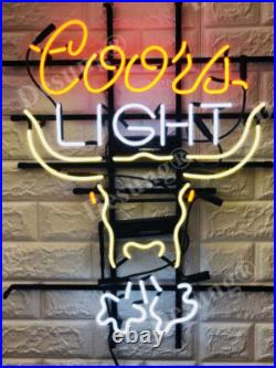 Cowhead Light Bull 24x20 Vintage Neon Sign For Bar Pub Man Cave Garage Glass