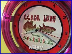 Creek Chub Fishing Lure Bait ShopStore Advertising Man Cave Neon Wall Clock Sign