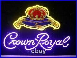 Crown Royal Whiskey 17x14 Real Glass Neon Sign Vintage Style Bar Garage Decor