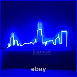 Custom Neon Sign Chicago City Skyline Vintage Neon Light For Wall Home Bar Decor