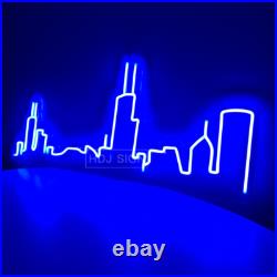Custom Neon Sign Chicago City Skyline Vintage Neon Light For Wall Home Bar Decor