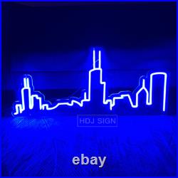 Custom Neon Sign Chicago City Skyline Vintage Neon Light For Wall Home Bar Decor
