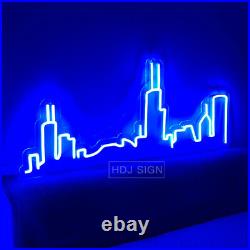 Custom Neon Sign Chicago City Skyline Vintage Neon Light For Wall Home Bar Decor