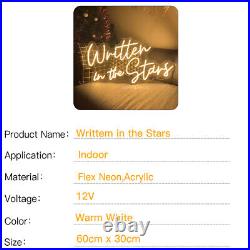 Custom Neon Sign Written in the Stars Vintage Night Light for Wedding Wall Decor