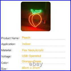 Custom Neon Signs Peach Vintage Night Light LED Neon Light Home Shop Wall Decor