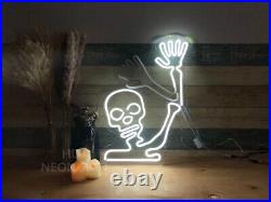 Custom Neon Signs Waving Skeleton Vintage Night Light Wall KTV Hotel Party Decor