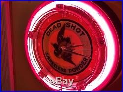 ^^^Deadshot Gun Powder Duck Hunting Man Cave Neon Wall Clock Sign