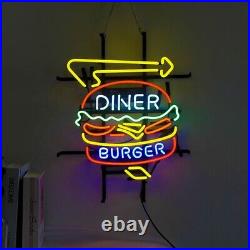 Diner Burger Decor Neon Light Sign Custom Gift Store Vintage Style Open 19x15