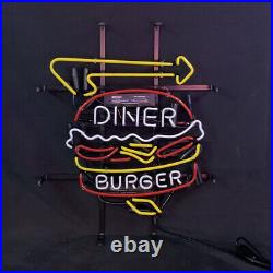 Diner Burger Decor Neon Light Sign Custom Gift Store Vintage Style Open 19x15