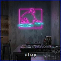 Dj Playing LED Neon Sign 30x24 Light Man Cave Vintage Beer Bar Wall Decor