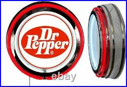 Dr Pepper Vintage Logo Sign Neon Sign RED Neon Chrome Shell No Clock Soda Pop