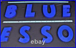 Esso Blue Vintage Petrol Station Neon Sign Original Acrylic Letters Iron Fitting Esso Blue Vintage Petrol Station Neon Sign Original Acrylic Letters Iron Fitting