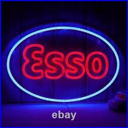 Esso logo LED Neon Sign 24x12 Light Man Cave petroleum Company Vintage Wall De