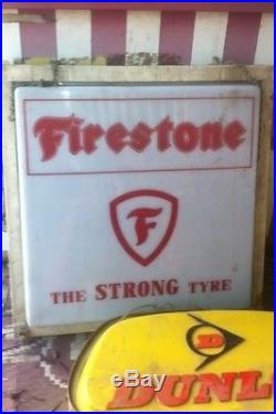 Firestone Tires Lighted Light Up Box Sign Vintage Tyre Garage Nt Neon Porcelain
