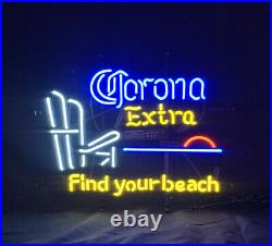 Find Your Beach Chair Pub Vintage Style Open Shop Bar Neon Sign Decor 19x15