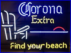 Find Your Beach Chair Pub Vintage Style Open Shop Bar Neon Sign Decor 19x15